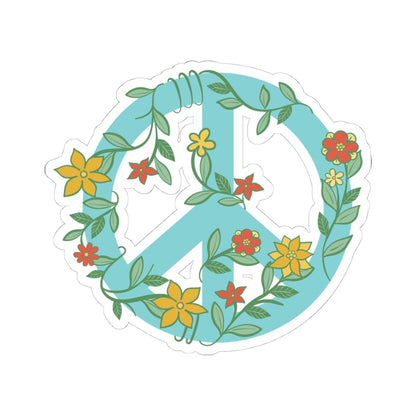Floral Peace Sign Sticker | Retro Boho Groovy Vinyl Decal