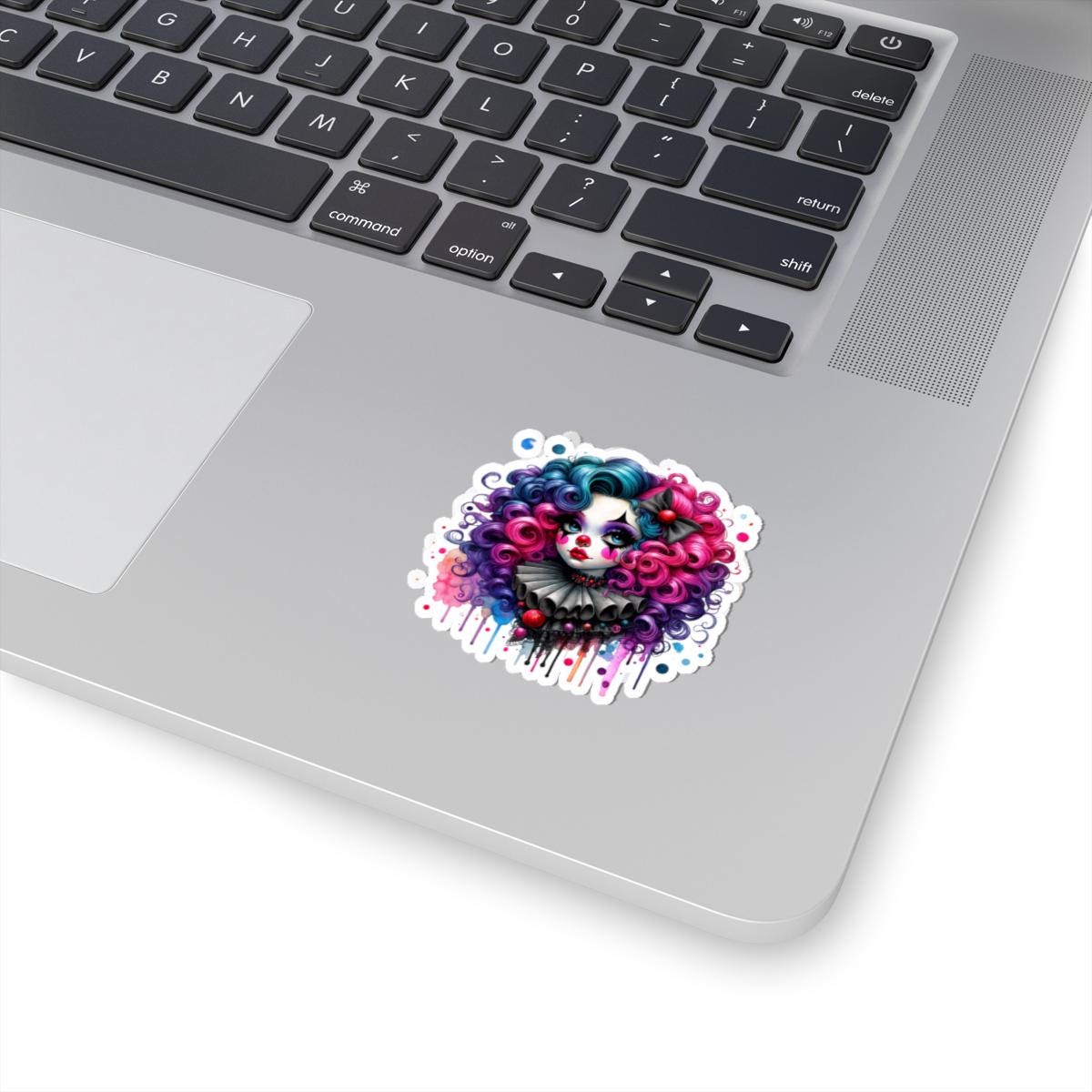 Gothic Carnival Clown Sticker | Neon Curls Creepy Decal (Vinyl)