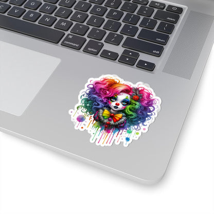 Rainbow Clown Girl Sticker | Creepy Circus Vinyl Decal (Waterproof)