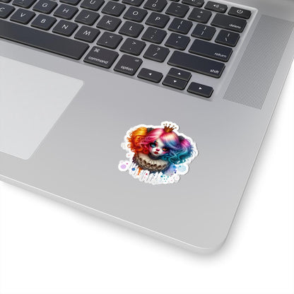 Rainbow Clown Princess Sticker | Gothic Kawaii Vinyl Decal, Circuscore Art