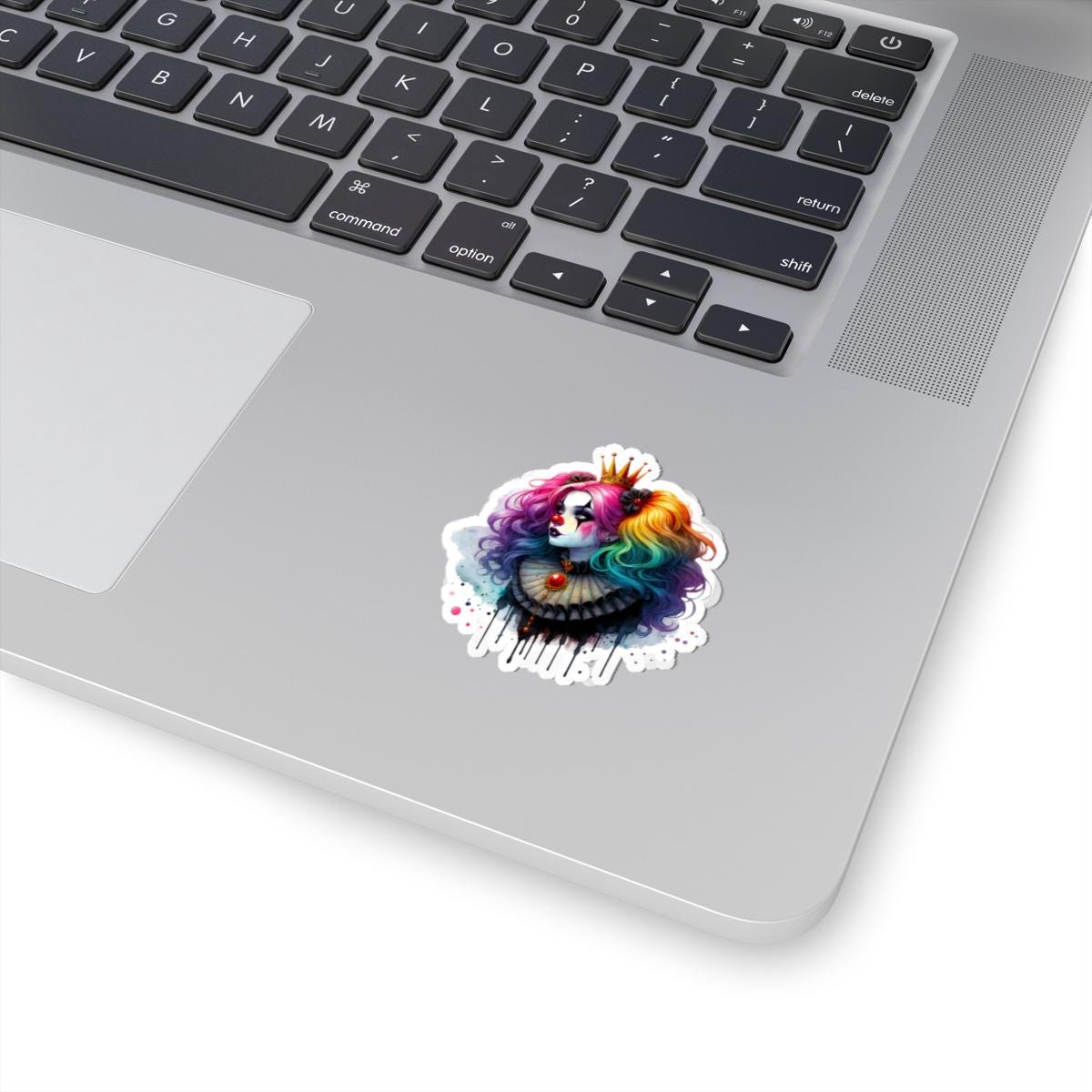 Rainbow Clown Queen Sticker | Gothic Circus Art, Glossy Vinyl