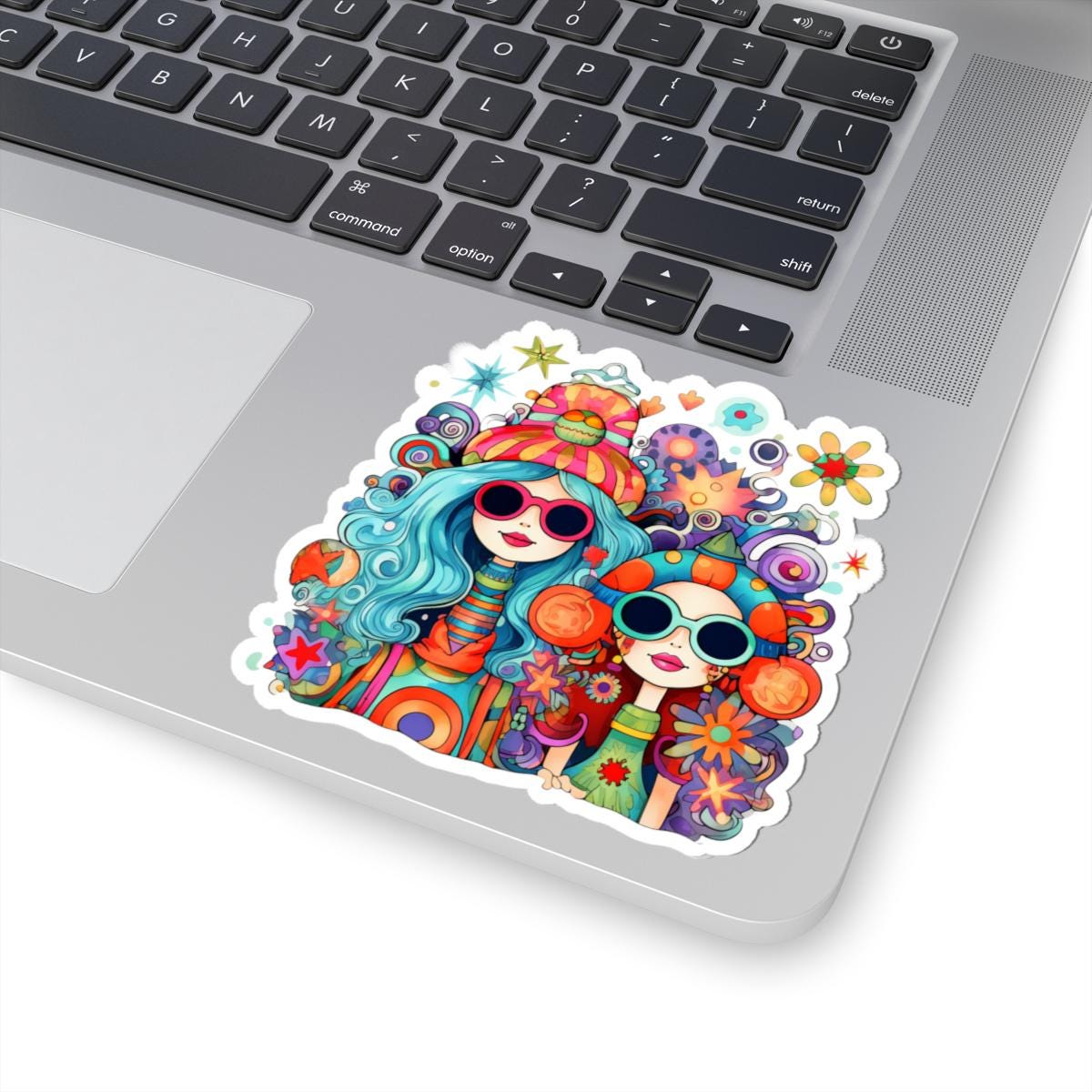 Groovy Hippie Girls Sticker | Colorful Retro Vinyl Decal (Waterproof)