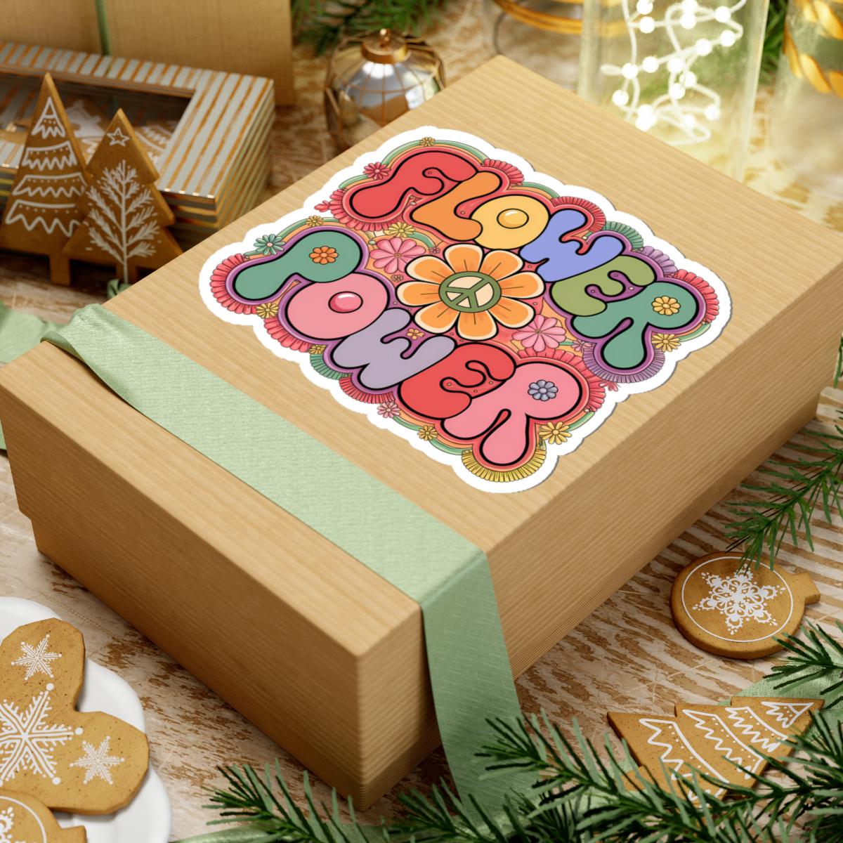 Flower Power Peace Sign Sticker | Groovy Retro Boho Floral Decal (Glossy)