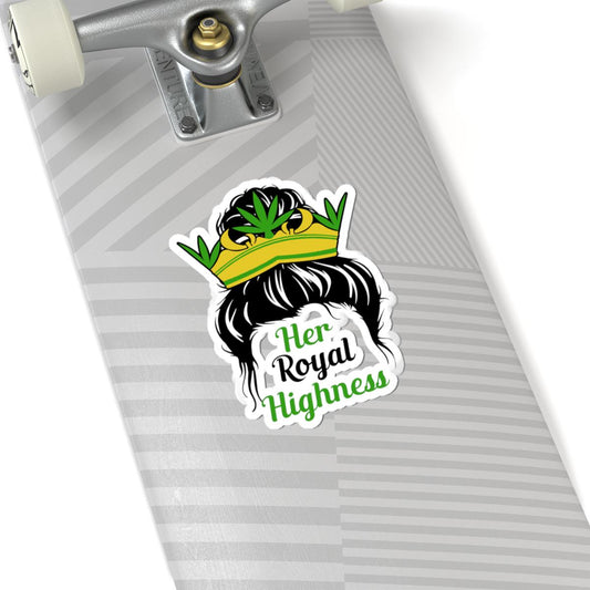 ColorFlow | Her Highness Weed Sticker Waterproof Vinyl Crown Cannabis Leaf Stoner Queen Gift Decal for Laptop Water Bottle Smoke Box