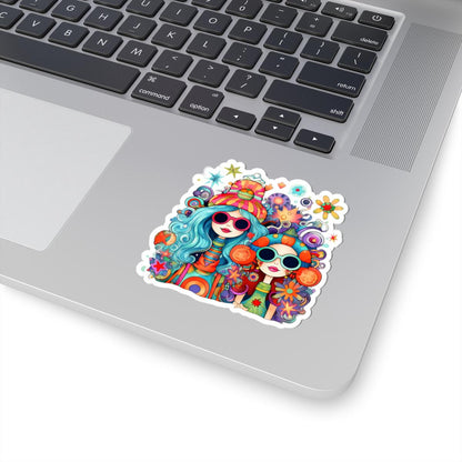 Groovy Hippie Girls Sticker | Colorful Retro Vinyl Decal (Waterproof)