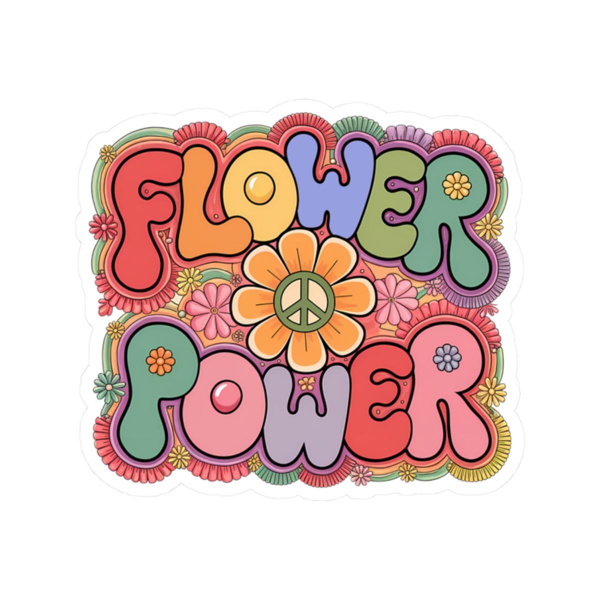 Flower Power Peace Sign Sticker | Groovy Retro Boho Floral Decal (Glossy)