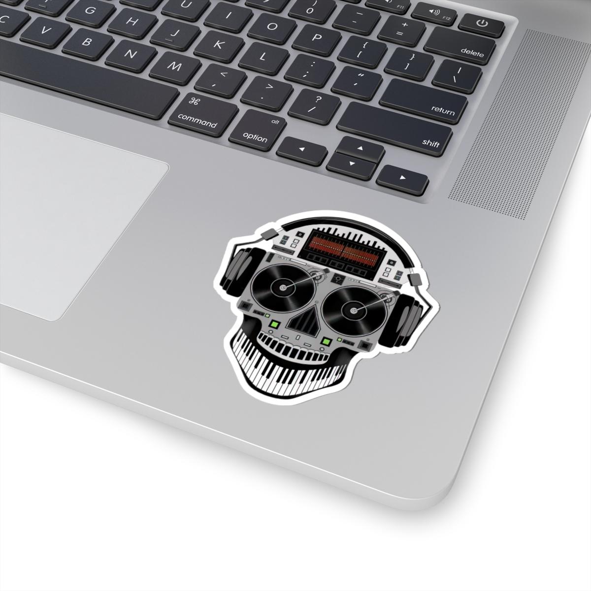 DJ Skull Turntable Sticker | Waterproof Vinyl EDM Music Headphones (Glossy)