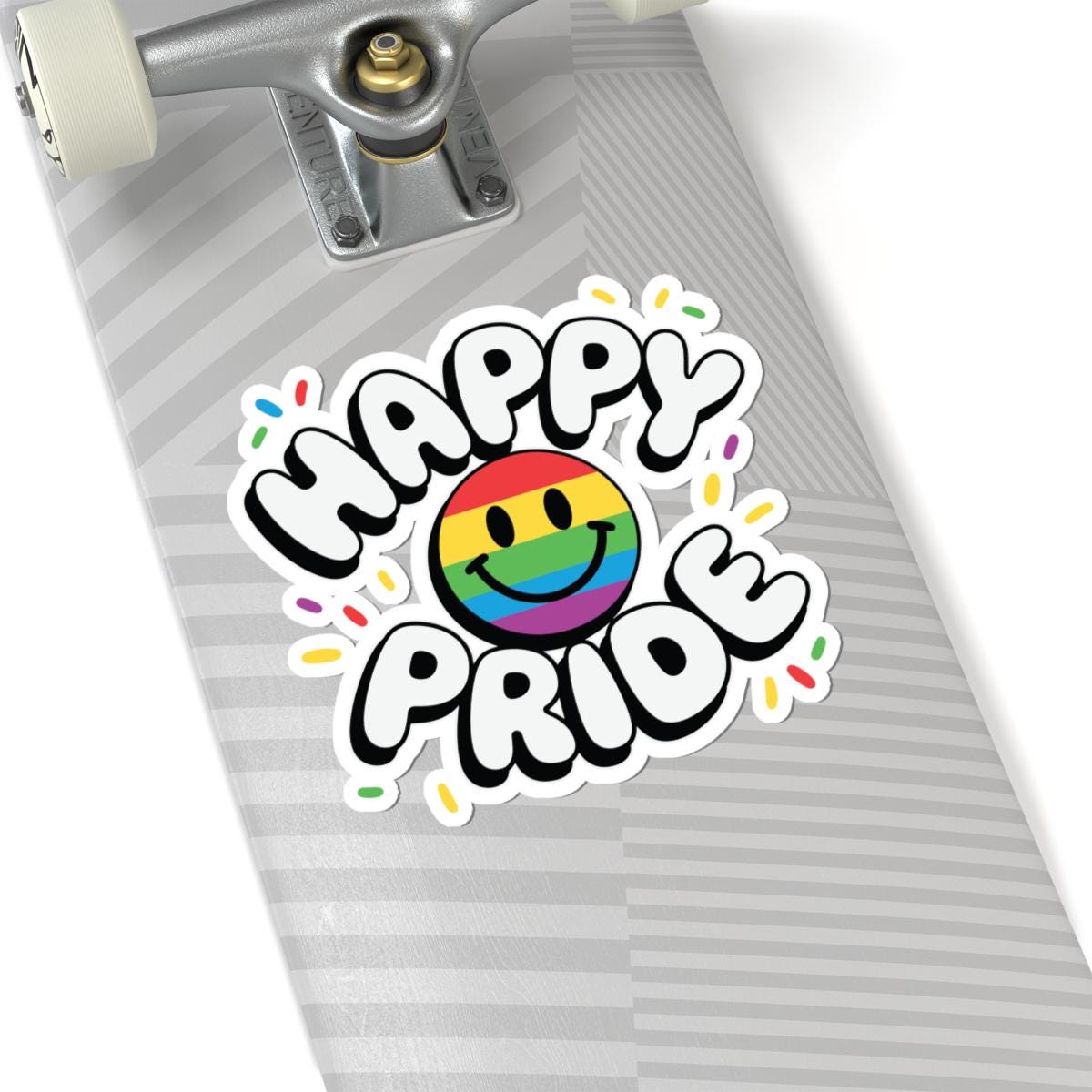 Happy Pride Smiley Sticker | Rainbow LGBTQ Vinyl Decal (Glossy)