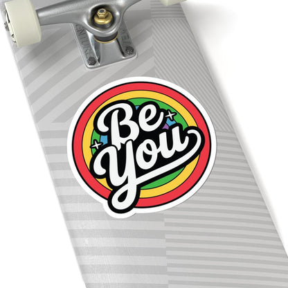 LGBTQ Rainbow Pride Sticker | "Be You" Inspirational Vinyl Decal (Glossy)