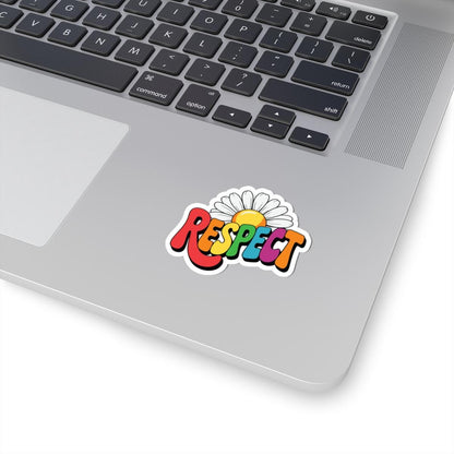 Respect Rainbow Flower Sticker | LGBTQ Daisy Vinyl Decal (Glossy)