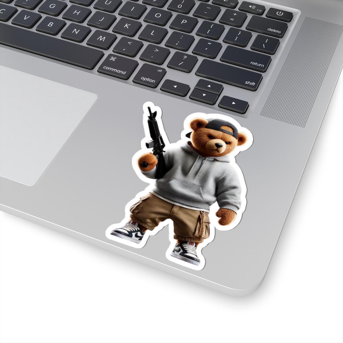 ColorFlow | Armed Teddy Gangsta Sticker | Urban Streetwear Hoodie Bear Kiss Cut Vinyl Decal