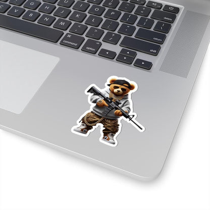 ColorFlow Camo Bear Sticker | Gold Chain Hip Hop Vinyl Art Decal