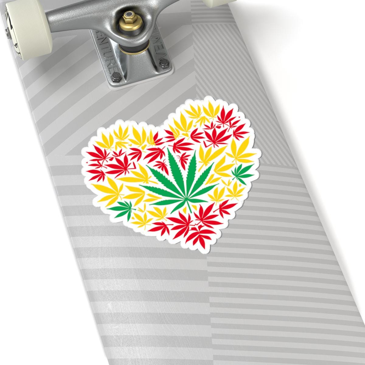 ColorFlow | Rasta Heart Cannabis Sticker | Red Yellow Green Weed Leaf Decal | Reggae Marijuana Vinyl Art for Stoners & Smokers