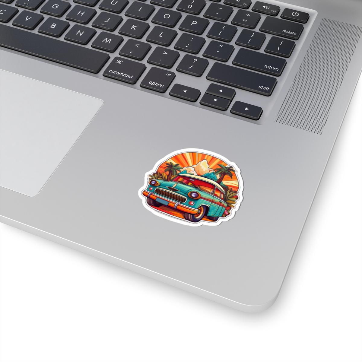 ColorFlow | Retro Tropical Car Sticker with Sunset and Palm Trees Vibe