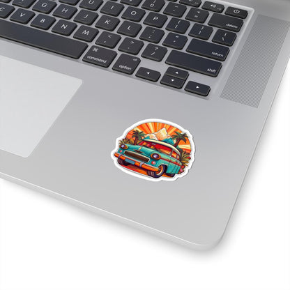 ColorFlow | Retro Tropical Car Sticker with Sunset and Palm Trees Vibe