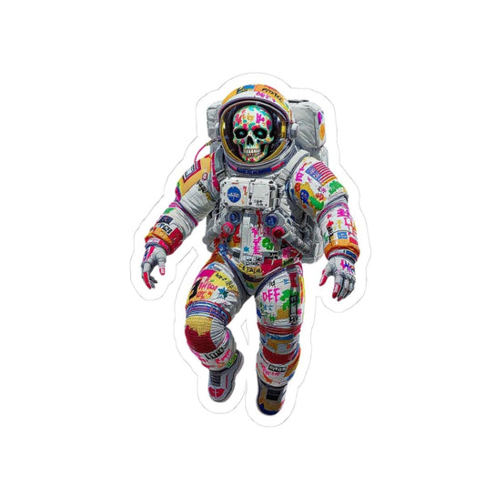 ColorFlow | Graffiti Skull Astronaut Sticker | Neon Space Punk Vinyl Decal for Skaters and Artists