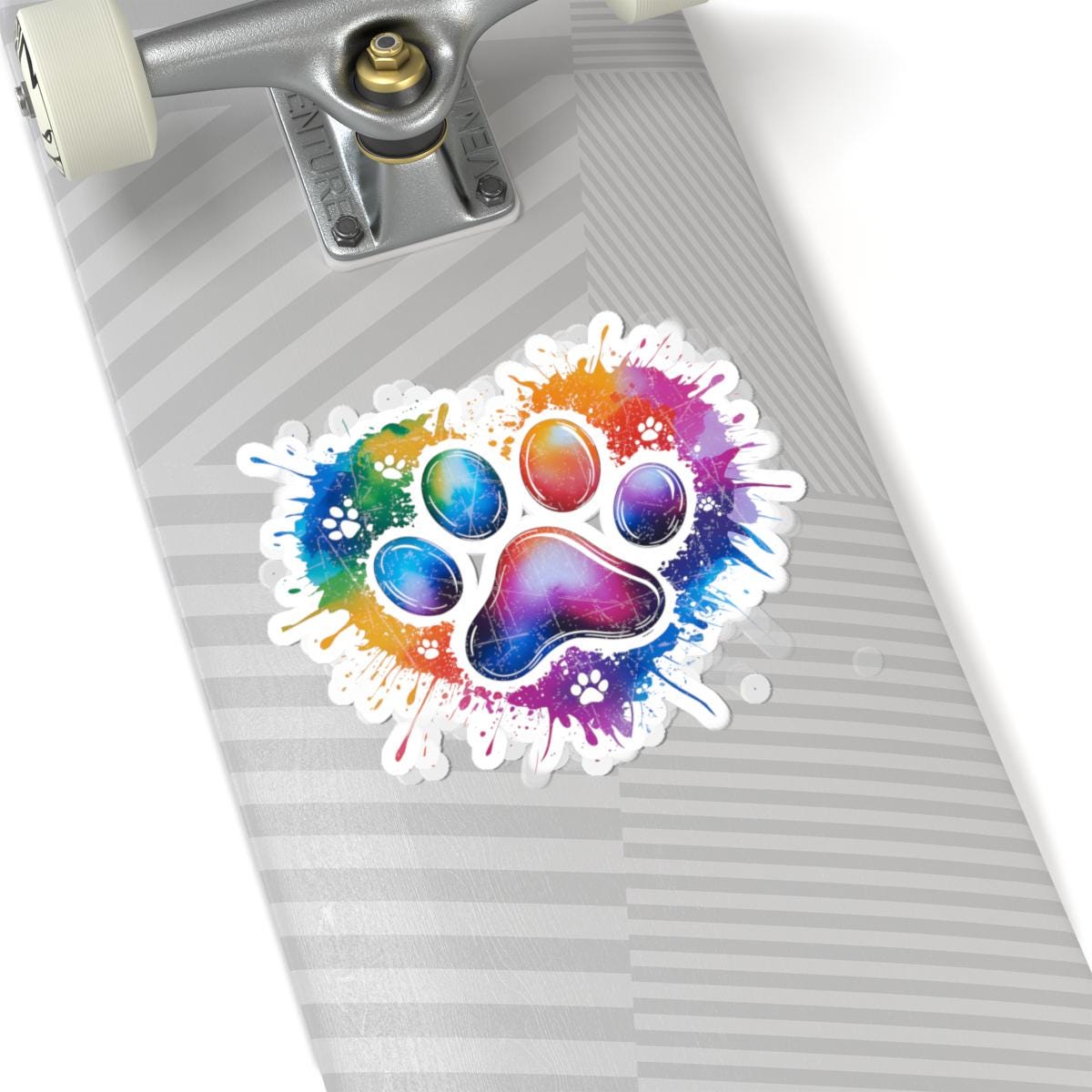 Rainbow Dog Paw Sticker | Heart Splatter Vinyl Decal, Pet Lover Gift