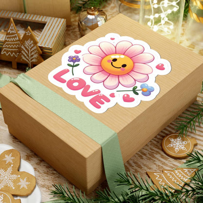 ColorFlow Smiley Flower Sticker | Pink Petals, Hearts, LOVE Decal