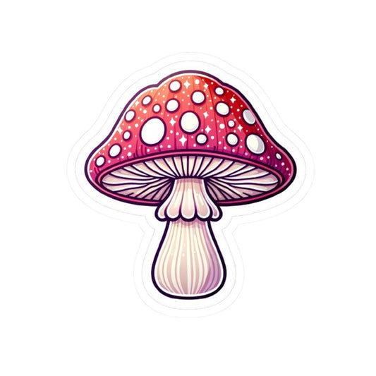 Sparkly Red Toadstool Mushroom Sticker | Cottagecore Fungi Vinyl Decal