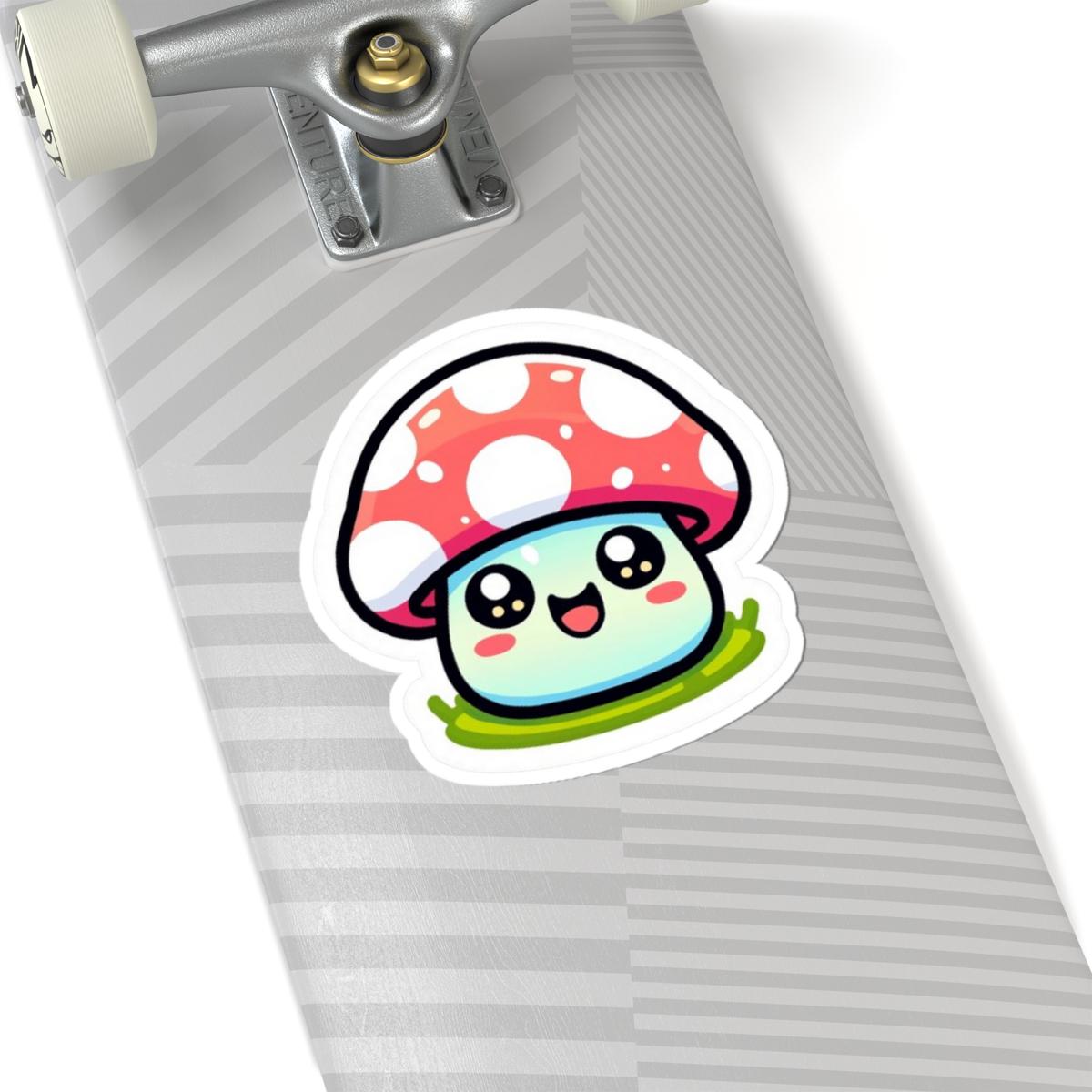 Kawaii Mushroom Sticker | Smiling Toadstool Vinyl Decal (Waterproof)