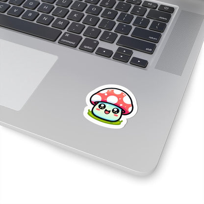 Kawaii Mushroom Sticker | Smiling Toadstool Vinyl Decal (Waterproof)