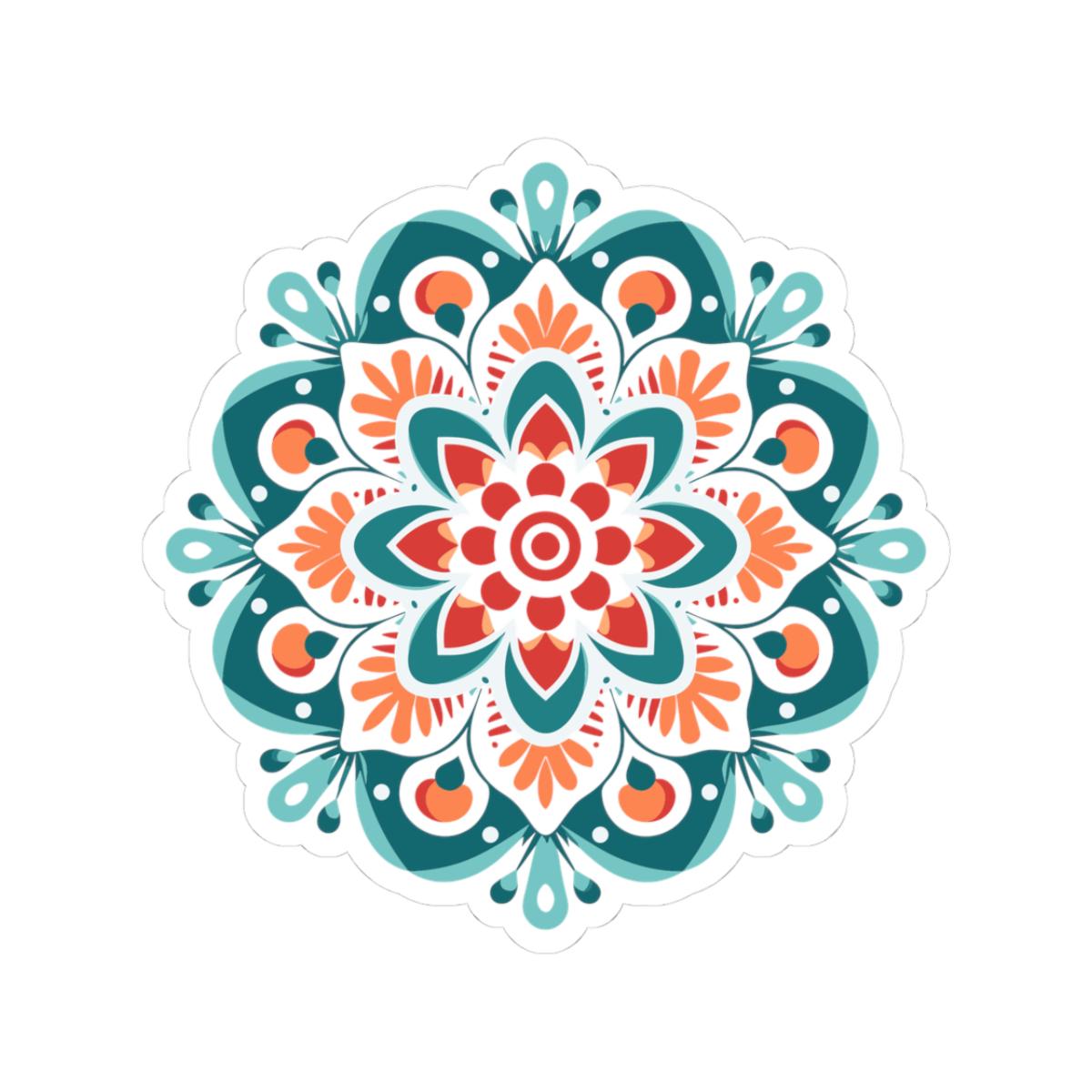 Radiant Harmony Mandala Sticker | Vibrant Geometric Boho Decal, Meditation Art