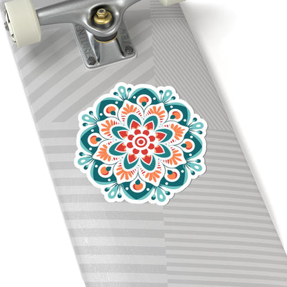 Radiant Harmony Mandala Sticker | Vibrant Geometric Boho Decal, Meditation Art