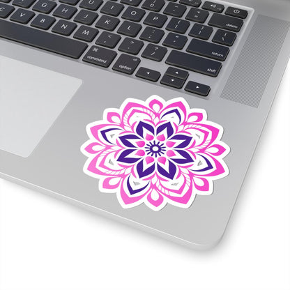 Pink Purple Mandala Sticker | Floral Symmetry Vinyl Decal, Boho Spiritual Design