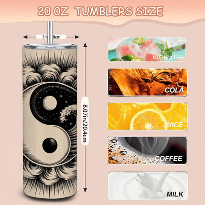 20oz Straight Stainless Steel Tumbler with Straw（Made in USA)