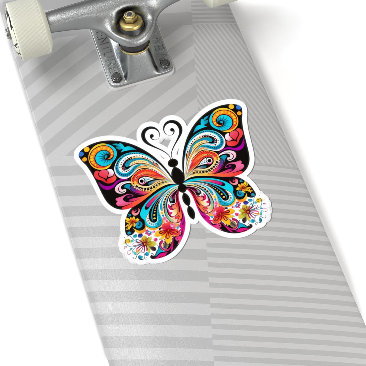 ColorFlow Boho Butterfly Bloom Sticker | Floral Psychedelic Wings Art | Trippy Waterproof Vinyl Sticker