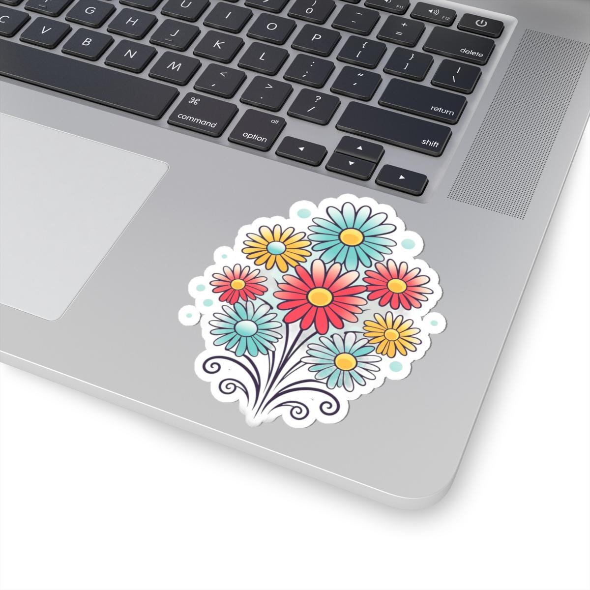 ColorFlow Daisy Bouquet Sticker | Retro Floral Vinyl Decal (Kiss Cut)