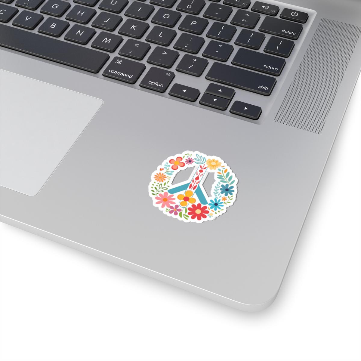 Floral Peace Sign Sticker | Boho Hippie Vinyl Decal (Kiss Cut)