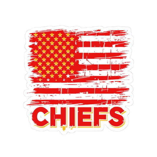 Chiefs Distressed American Flag Vinyl Sticker | Football Team Spirit Decal