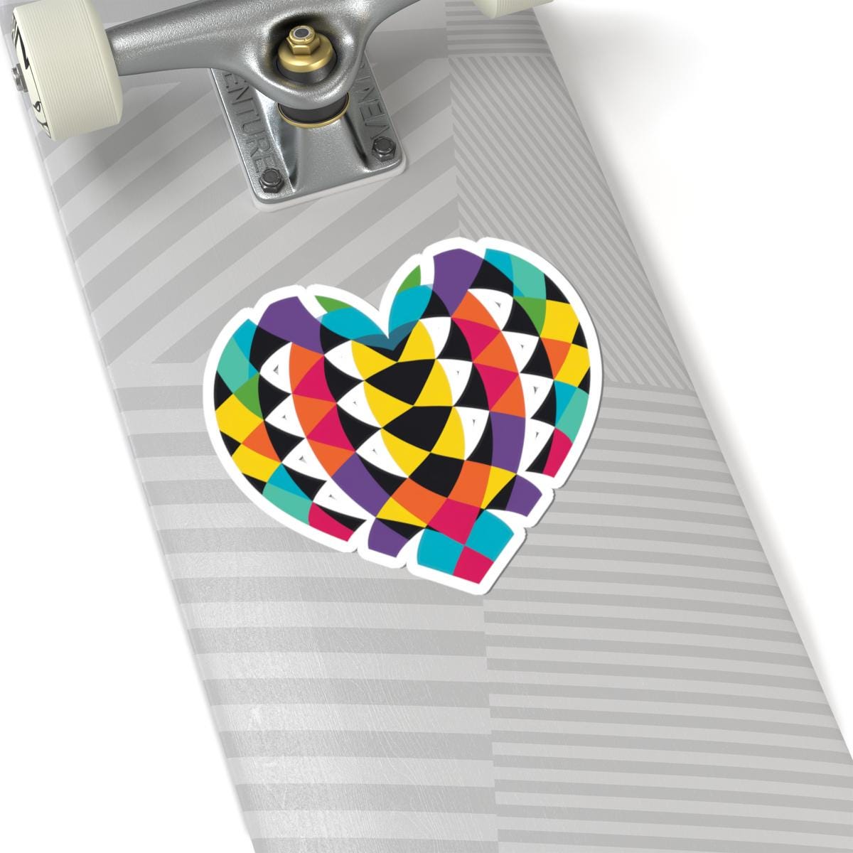 Geometric Rainbow Heart Sticker | Bold Abstract Love Vinyl Decal (Laptop Tumbler Art)