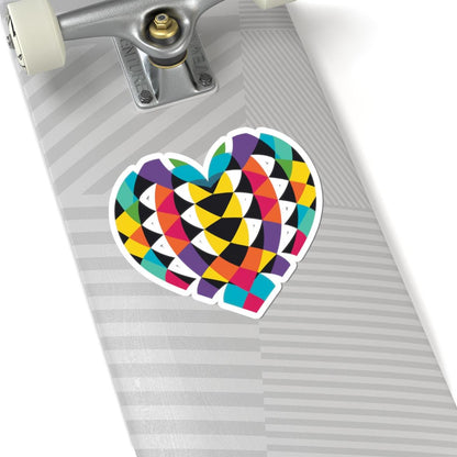 Geometric Rainbow Heart Sticker | Bold Abstract Love Vinyl Decal (Laptop Tumbler Art)