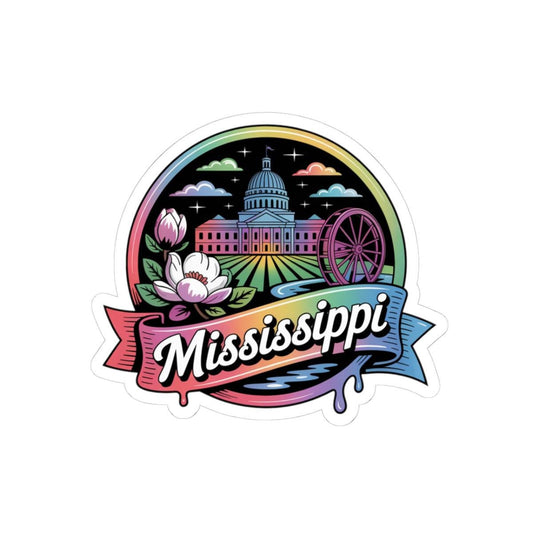 ColorFlow | Mississippi Magnolia Capitol Vinyl Sticker | Southern Heritage Scenic Travel Art Decal