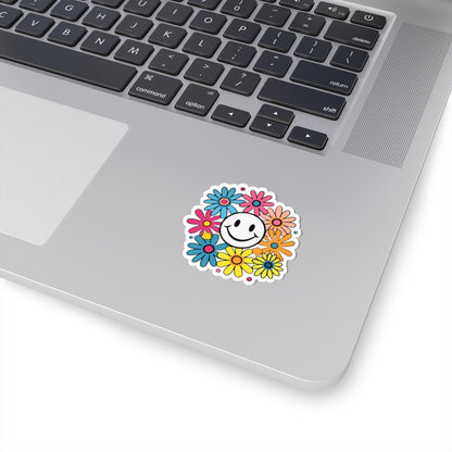 Groovy Smiley Flower Sticker | Retro 70s Daisy Vinyl Decal (Kiss Cut)