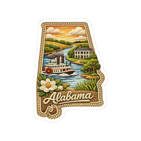 ColorFlow | Alabama River Heritage Vinyl Sticker | Southern Waterways Steamboat and Historic Estate Art