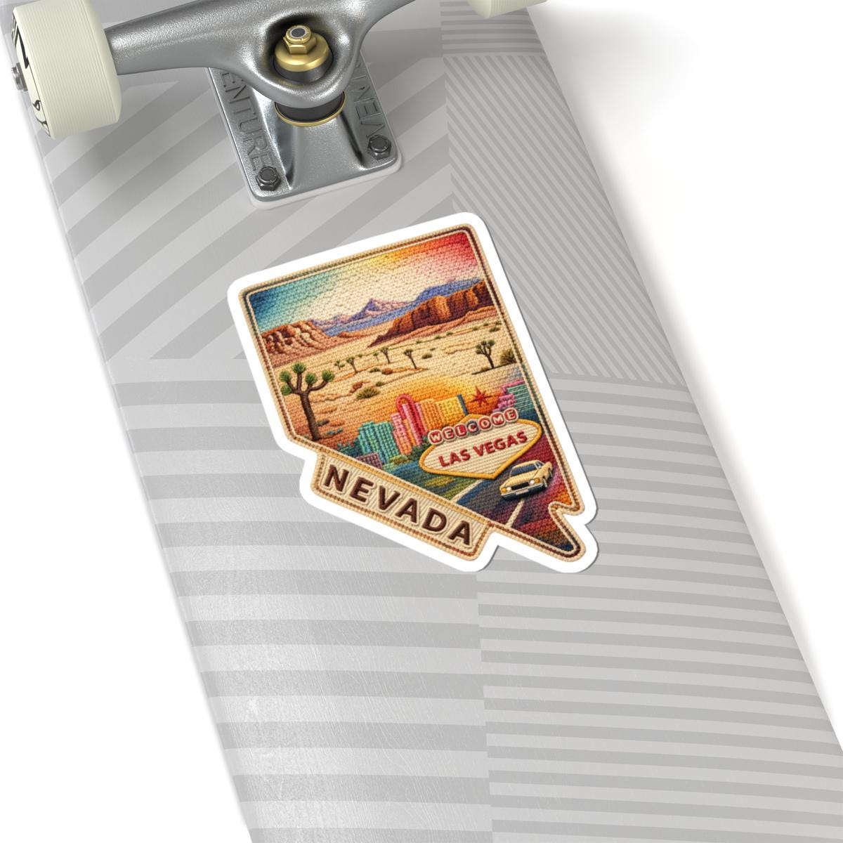 Nevada Desert Nights Vinyl Sticker | Las Vegas Skyline Mojave Art (Waterproof)
