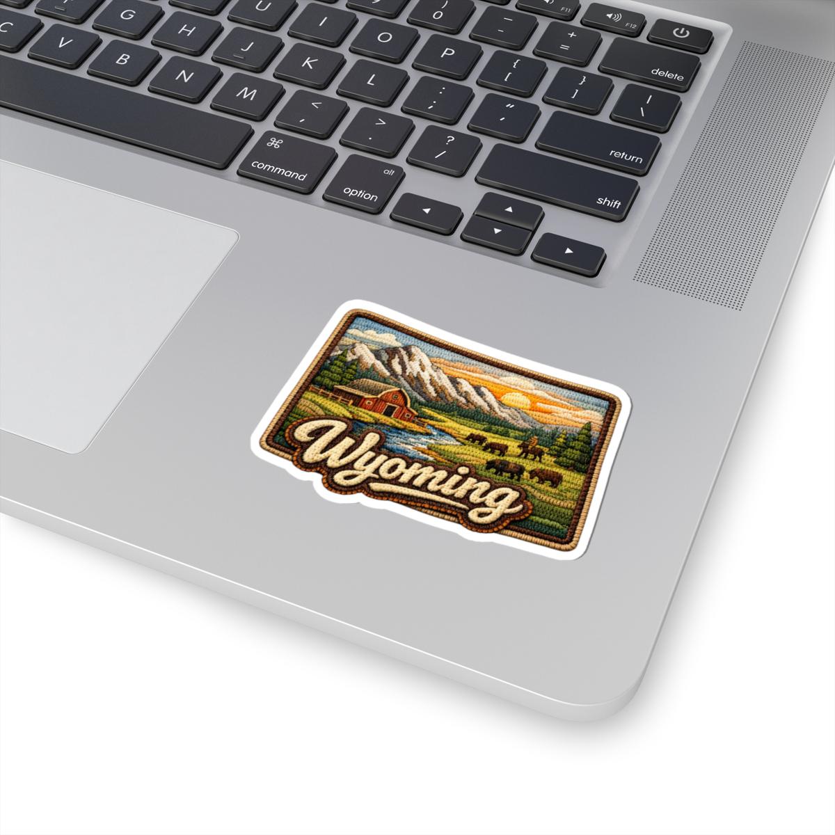 ColorFlow | Wyoming Frontier Range Vinyl Sticker | Open Plains Mountain Barns and Western Sunset Art