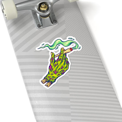 ColorFlow | Zombie Hand Smoking Vinyl Sticker for Water Bottles Laptops Cars | Trippy Cannabis Art Waterproof Decal