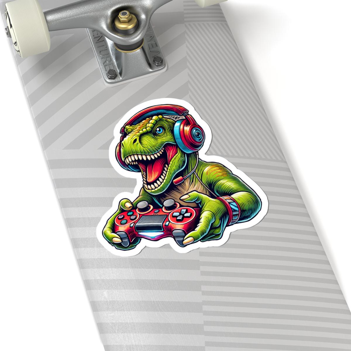 Gamer T Rex Vinyl Sticker | Dinosaur Gaming Art Waterproof Decal