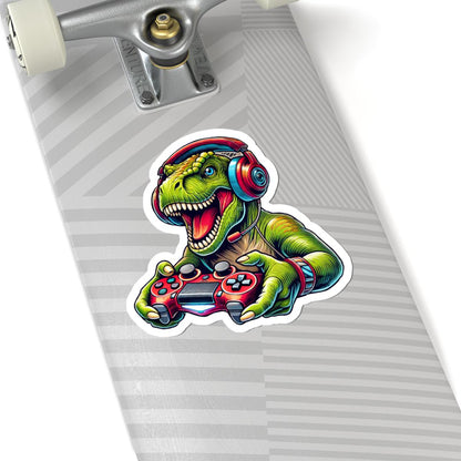 Gamer T Rex Vinyl Sticker | Dinosaur Gaming Art Waterproof Decal