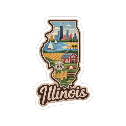 ColorFlow | Illinois Prairie Skyline Vinyl Sticker | Chicago Lakefront Route 66 Heartland Scene Art