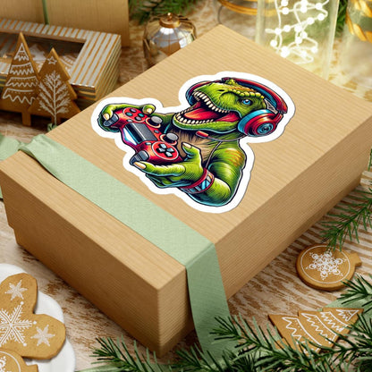 Gamer T Rex Vinyl Sticker | Dinosaur Gaming Art Waterproof Decal