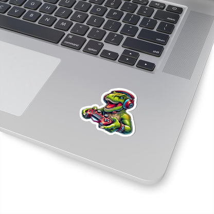 Gamer T Rex Vinyl Sticker | Dinosaur Gaming Art Waterproof Decal