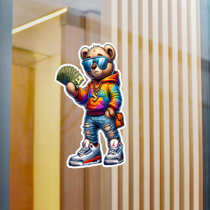 Money Bear Vinyl Sticker | Urban Art Waterproof Decal (Glossy, Matte, Holographic)