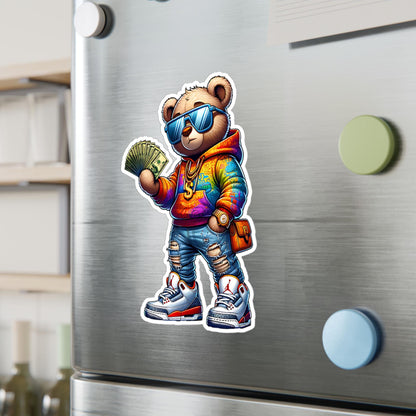 Money Bear Vinyl Sticker | Urban Art Waterproof Decal (Glossy, Matte, Holographic)