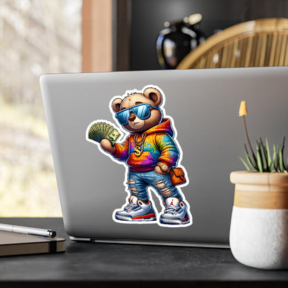 Money Bear Vinyl Sticker | Urban Art Waterproof Decal (Glossy, Matte, Holographic)