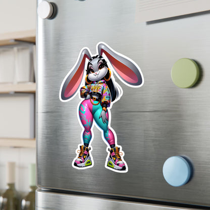 ColorFlow | Hip Hop Bunny Vinyl Sticker | Urban Art Waterproof Decal | Glossy Matte Holographic | 6 Size Options